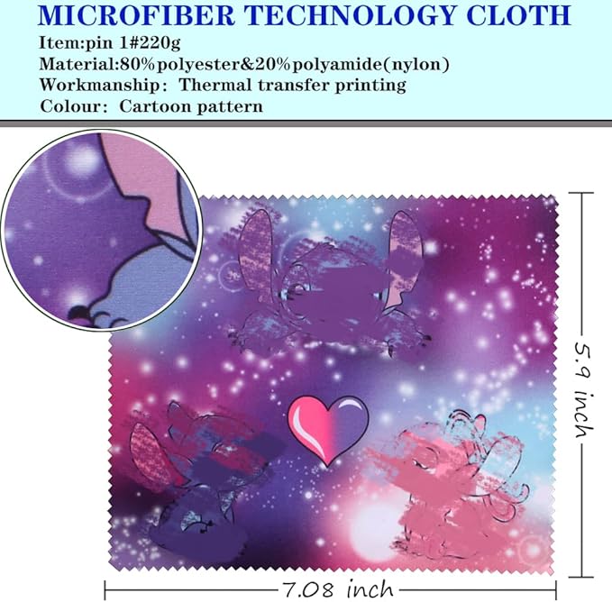 12 Pack Cartoon Colors Microfiber Cleaning Cloths-Cameras Lenses, Sunglasses
