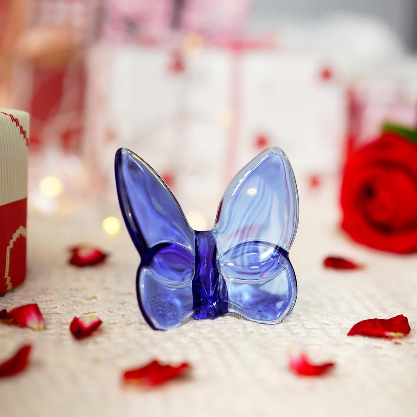 kanpura Blue Crystal Butterfly Figurine,Flying Butterfly Figurine, Glass Butterfly Ornament,Crystal Animal Collectible for Christmas Home Decor