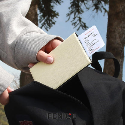 Fenice Classic Passport Cover Holder Wallet Case for Travel Essential RFID Blocking Vegan Leather Waterproof (RED)