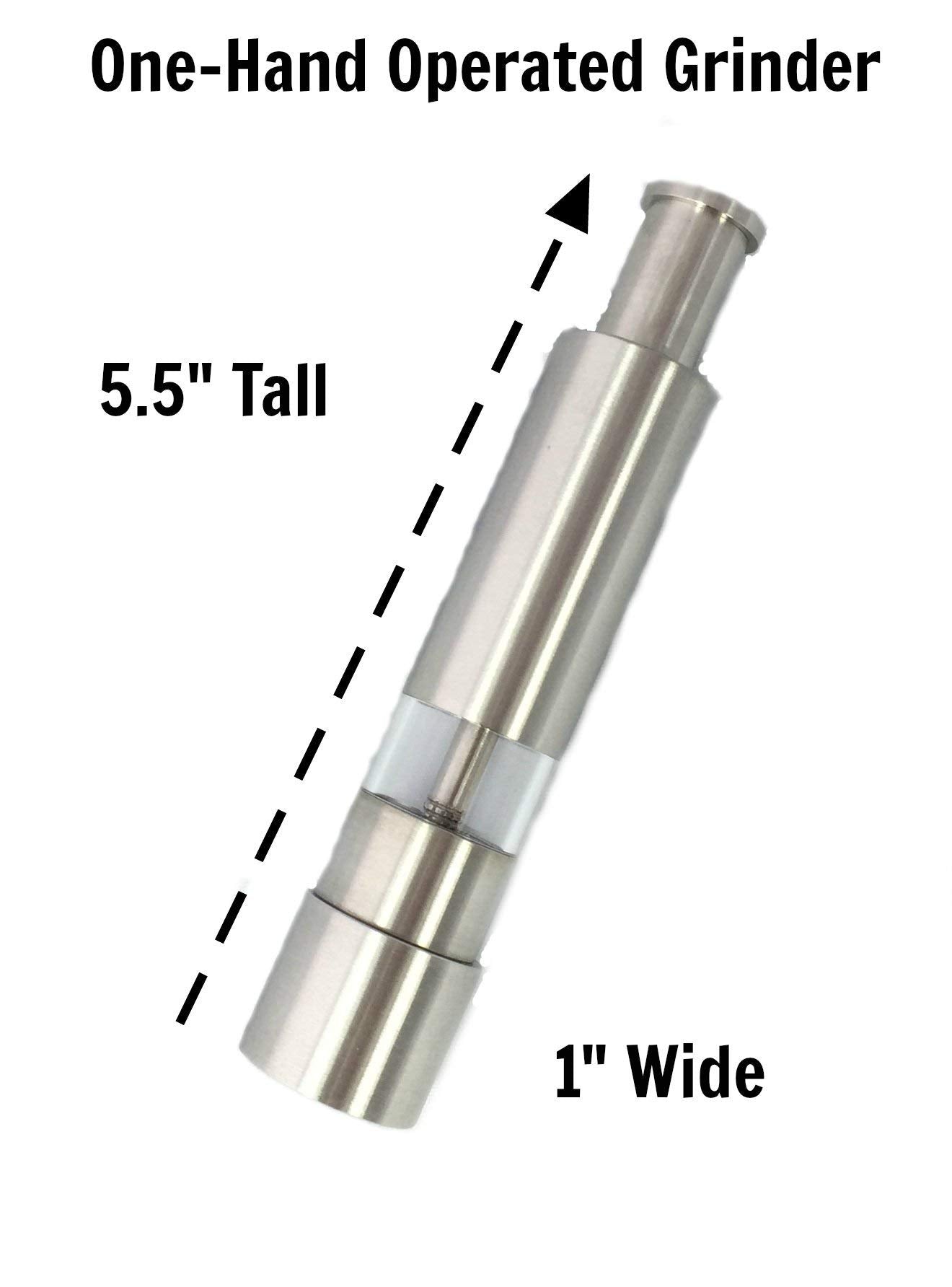 Grind Gourmet Salt and Pepper Grinder Set, Refillable, Pump & Grind, Thumb Press (Reflex Black Set)