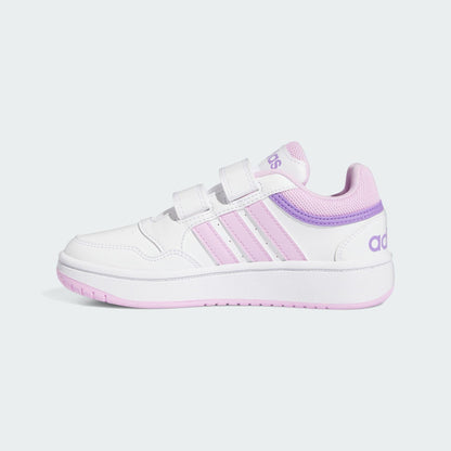 adidas Hoops Lifestyle Basketball Hook-and-Loop Shoes, Cloud White/Lilac/Violet Fusion, 2.5 UK