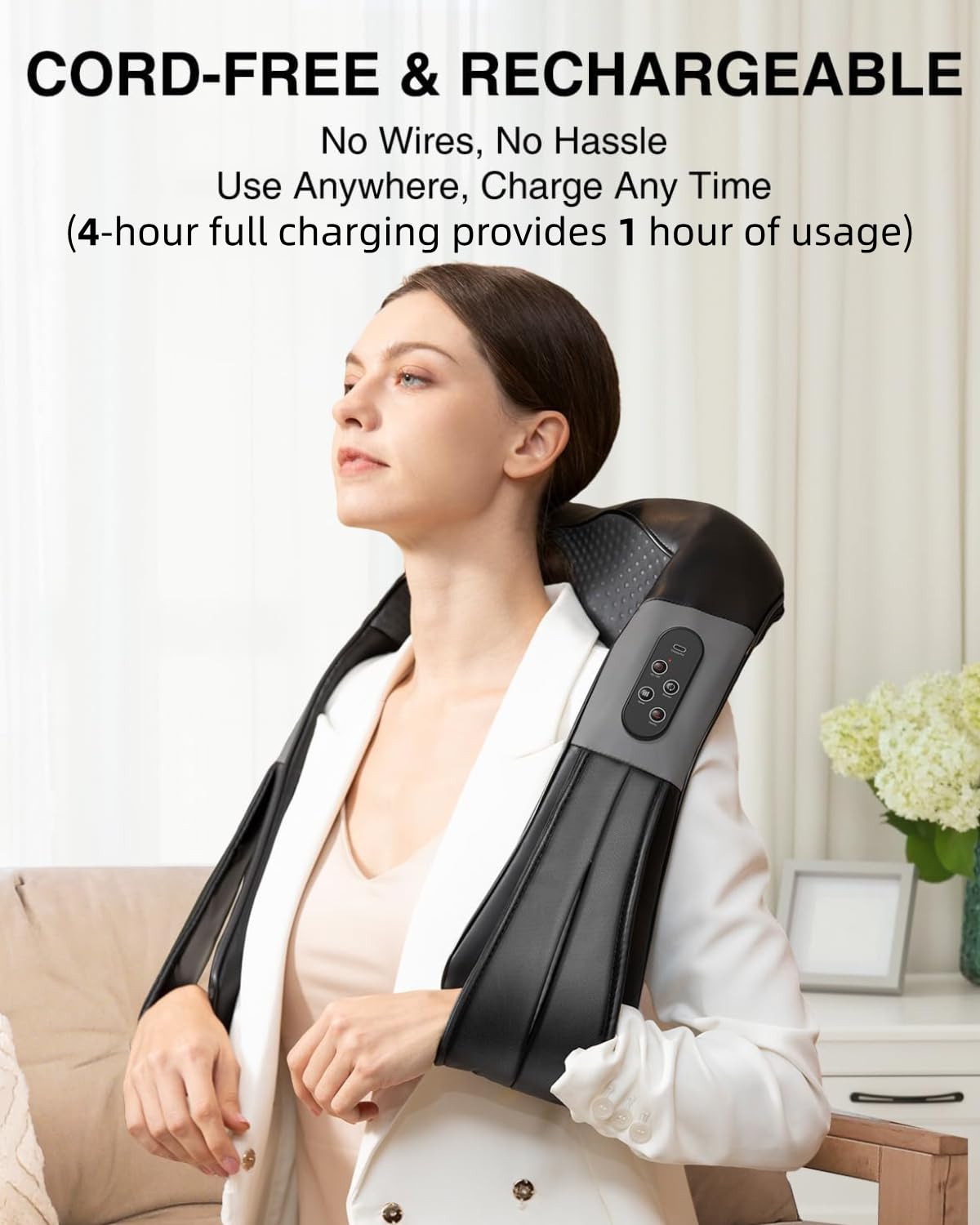 Nekteck Neck Massager for Pain Relief Deep Tissue, FSA Eligible Shiatsu Back Massager with Heating 3D Kneading Massage Pillow for Shoulder Leg Muscle, Office Home Car Use, HSA Eligible, Plug-in Use