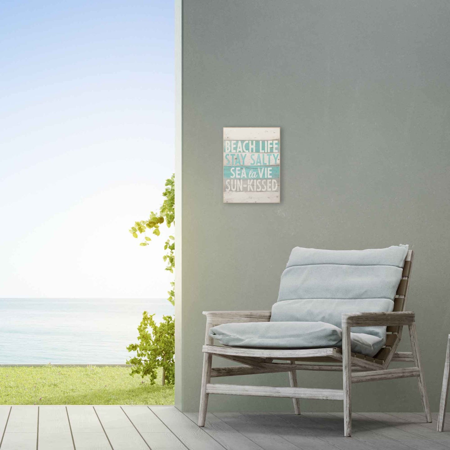 Open Road Brands Beach Life Wood Wall Decor - Distressed Planked Wood Beach Sign For Living Room or Bedroom