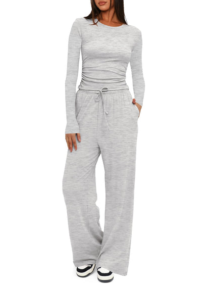 Darong Women's 2 Piece Sets 2025 Fall Outfits Long Sleeve Wide Leg Tracksuits Casual Lounge Set Matching Sets