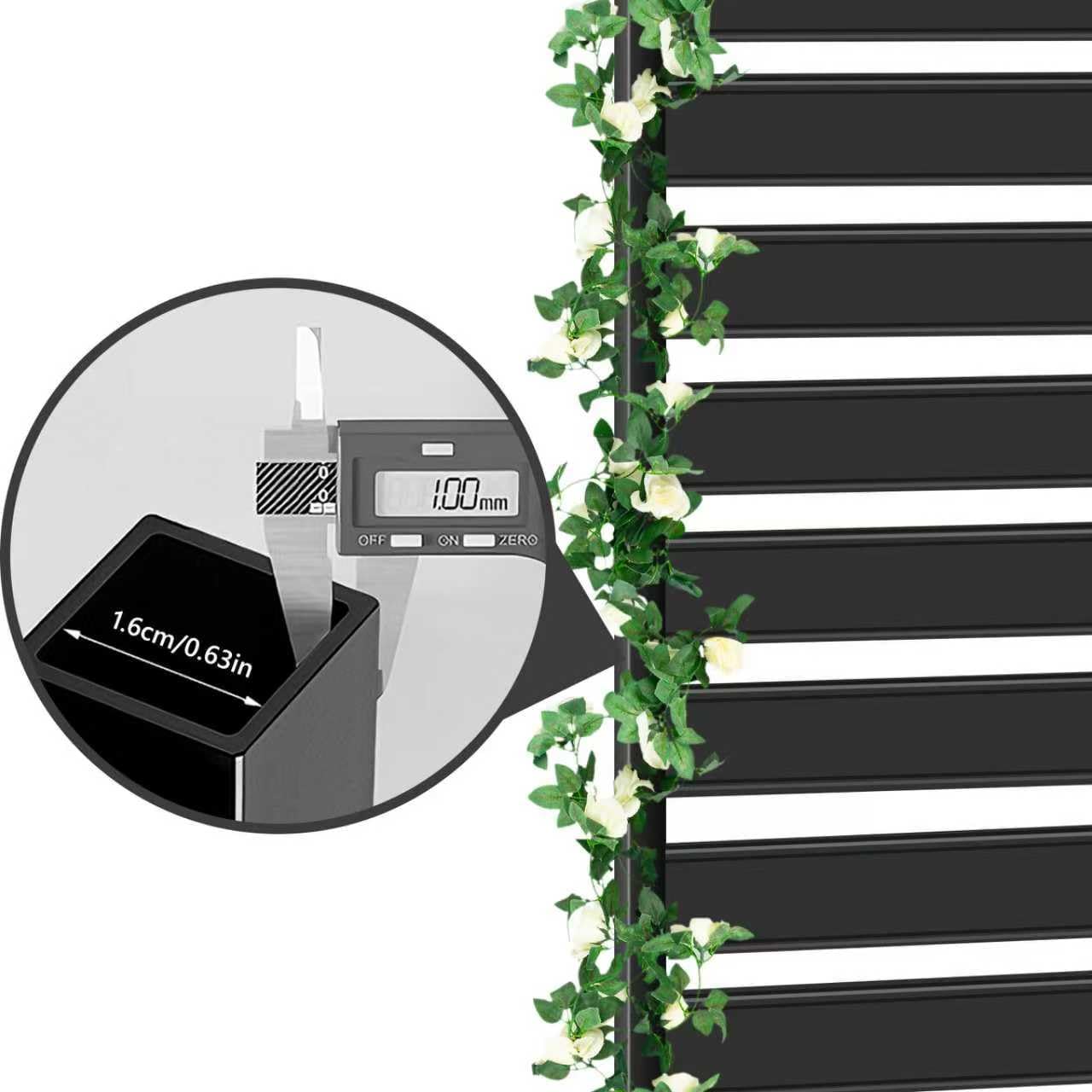 Metal Raised Garden Bed with Trellis, 2 in 1 Trellis with Planter Box & Privacy Screen for Climbing Plants, Vine, Outdoor Standing Flower Beds with Drainage Holes, 35" L x 16" W x 71" H, Black