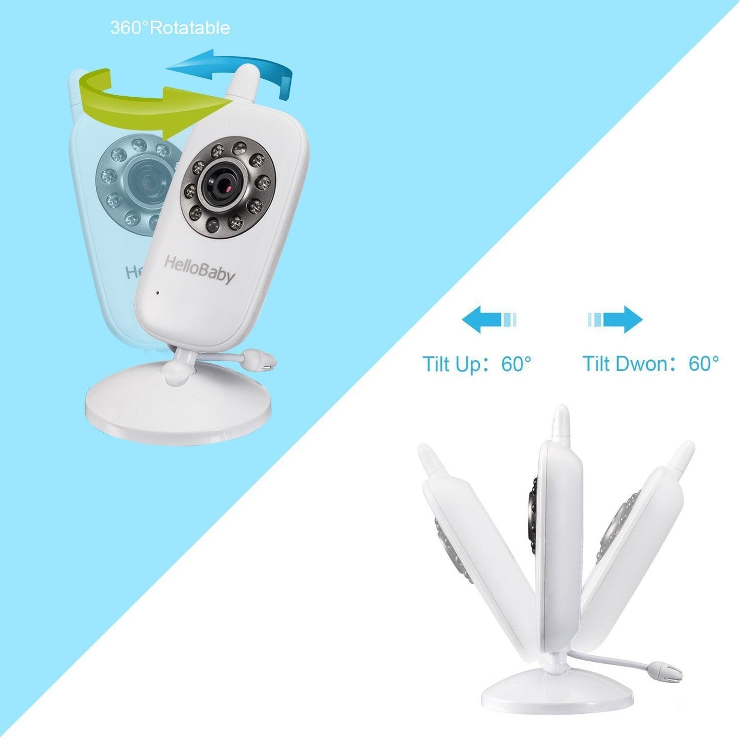 HelloBaby Wireless Video Baby monitor with Camera and Night Vision, 3.2 Inch Screen Night Vision Temperature Monitoring & 2 Way Talkback System Lullabies UK Interface Plug (HB32)
