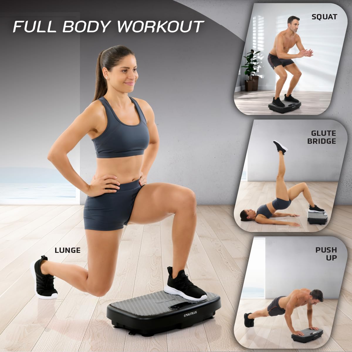 Nautilus Vibratone Pro Vibration Plate Exercise Machine for Lymphatic Drainage, Muscle Activation, Full Body Workout, Circulation, Fat Loss, Strength Training, Toning, Recovery