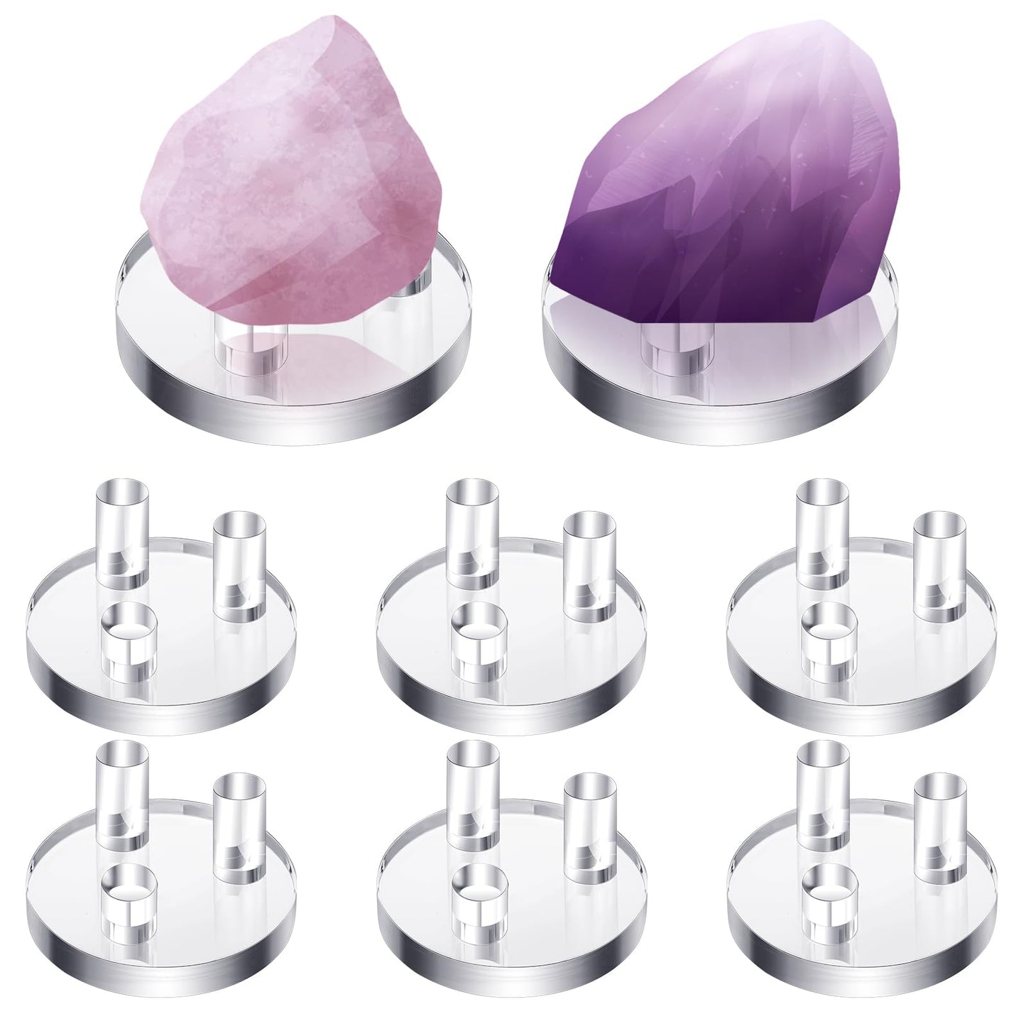 Jetec 8 Pcs Rock Display Stand Geode Stands for Display 3 Peg Clear Acrylic Easels and Holders for Fossil Coral Geodes Rock Mineral Agate Small Collectibles