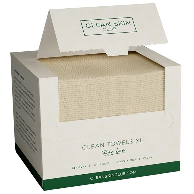 Clean Skin Club Bamboo Viscose Clean Towels® XL 100% USDA Biobased Face Towel