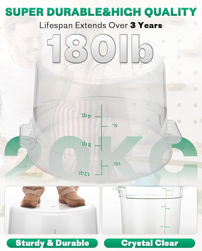12QT NSF Food Storage Containers: 8 PCS Commercial Clear Round Food Storage