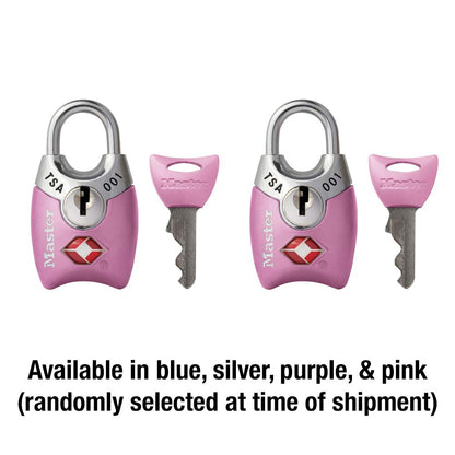 Master Lock 4689T TSA Approved Keyed Lock, 2 Pack, Colors May Vary