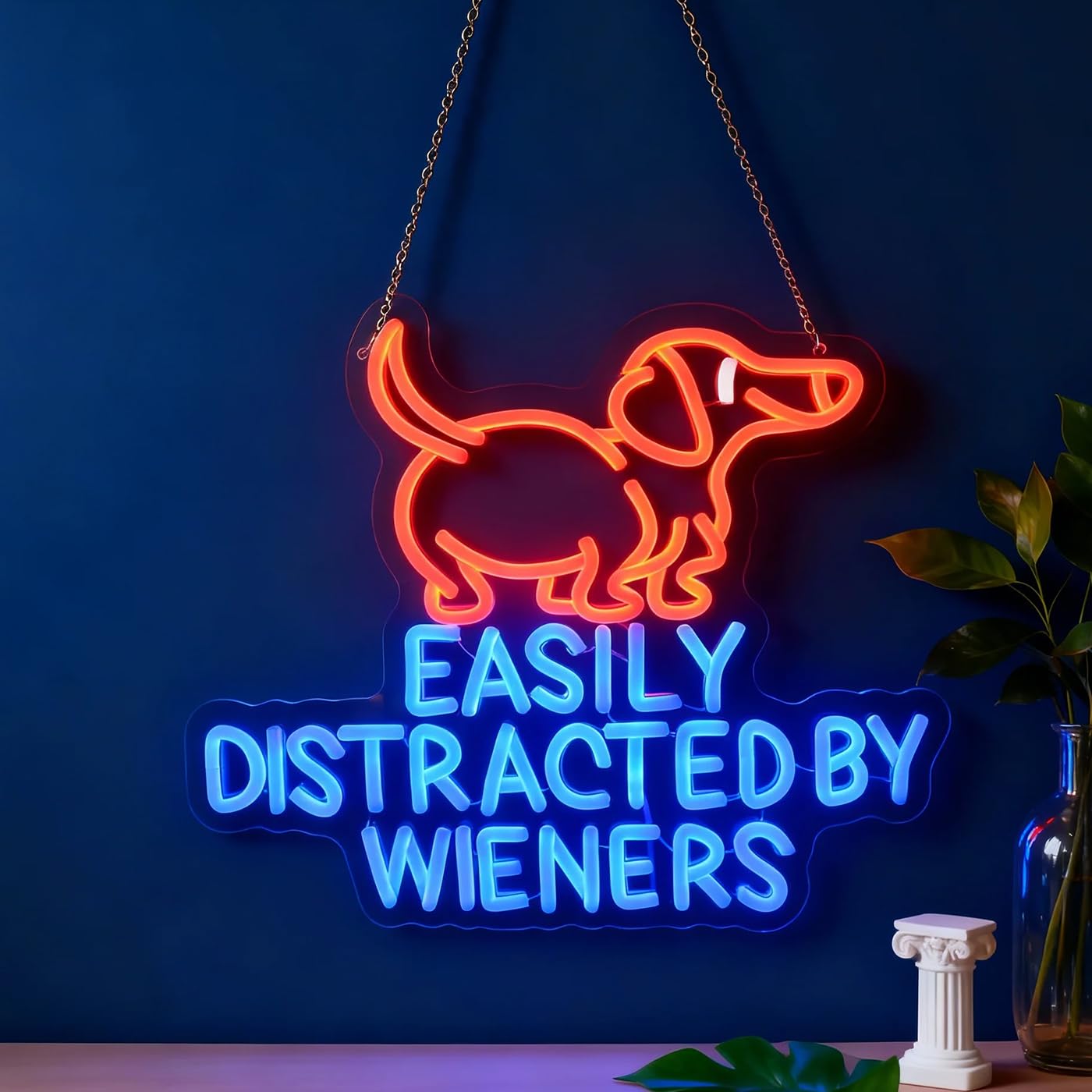 Easily Distracted Neon Sign, Wiener Dog Neon Light, Dachshund Led Signs, Dachshund Decor for Home Decor,Game Room Wall Art Decor,Gift For Dog Lover, Christmas Birthday Gifts