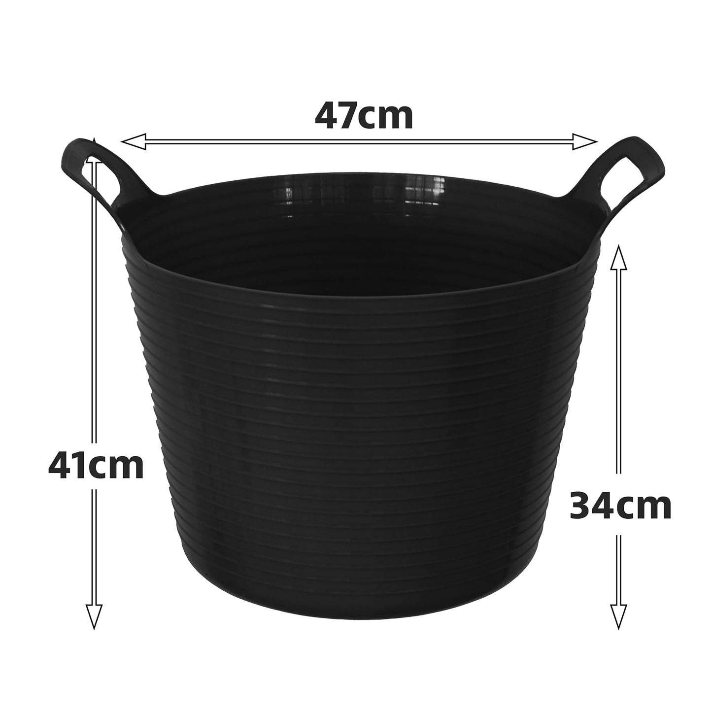 42L 42 Litre Large Eco-Friendly Recycled Flexi Tub - Black - Multi Purpose Robust Flexible Storage Container Bucket, Set of 3.
