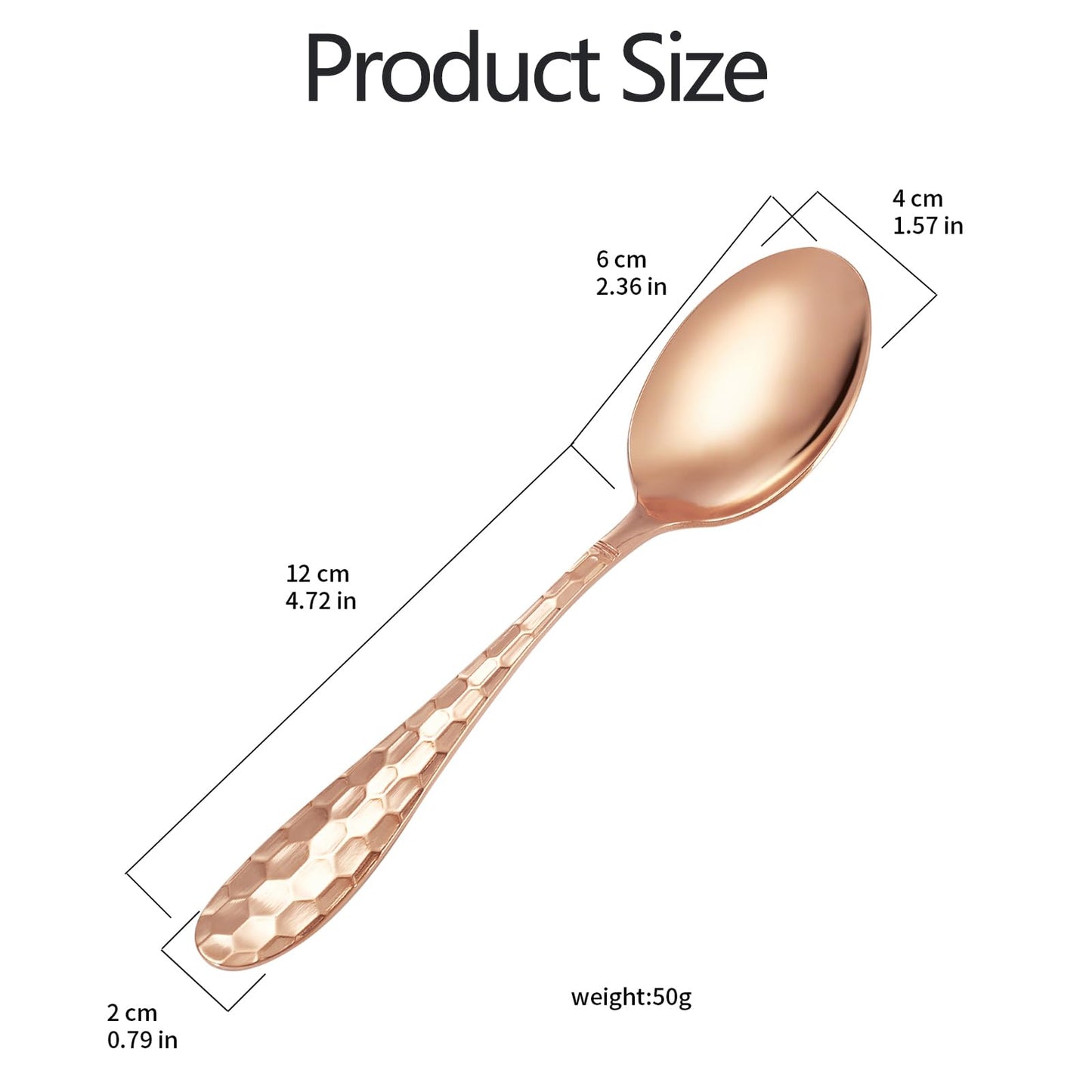 YOIHOJET 7" Pure Copper Spoon, 1 Count, Fashion Style, Flatware - Soup Spoons, 1 Piece, Copper Material