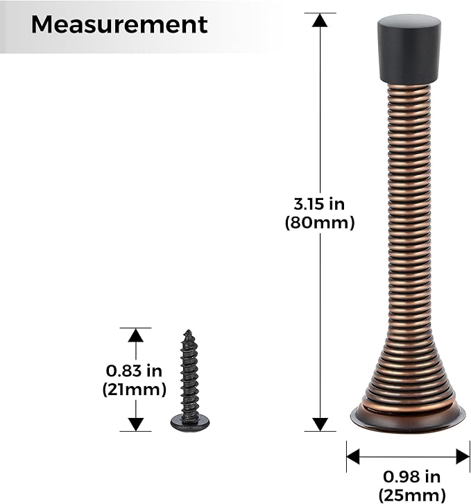 Ravinte Door Stoppers, 12 Pack Spring Door Stops with Rubber Bumper, Oil Rubbed Bronze Door Stoppers for Bottom of Door