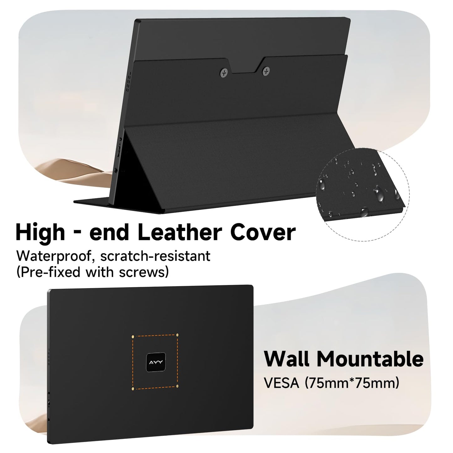 AYY Portable Monitor for Laptop 15 Inch, FHD 1080P USB-C HDMI Travel Monitor External for Computer, Second Display HDR IPS Gaming Monitor Extender for PC MAC Phone PS4/5 Xbox Switch, Built-in Speakers