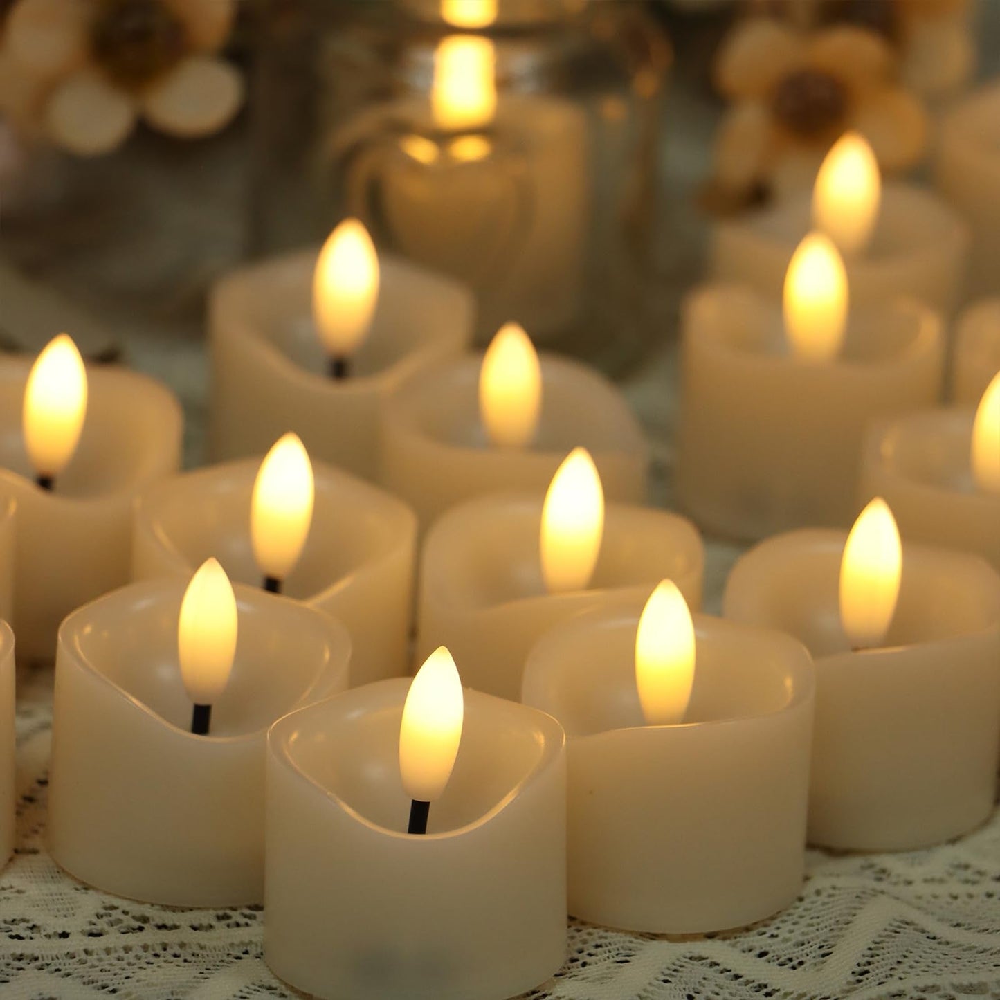 EZiGarden Flameless LED Votive Candles, Battery Operated Fake LED Lights Electric Flickering Candles for Wedding Party Halloween Christmas Party Theme Party, Holiday Decor Home Decorations, Set of 36