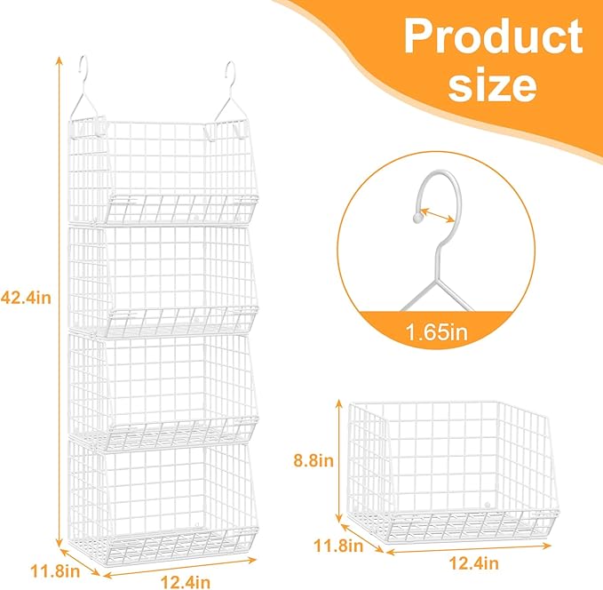 X-cosrack 4 Tier Closet Hanging Organizer, Foldable Closet Shelving