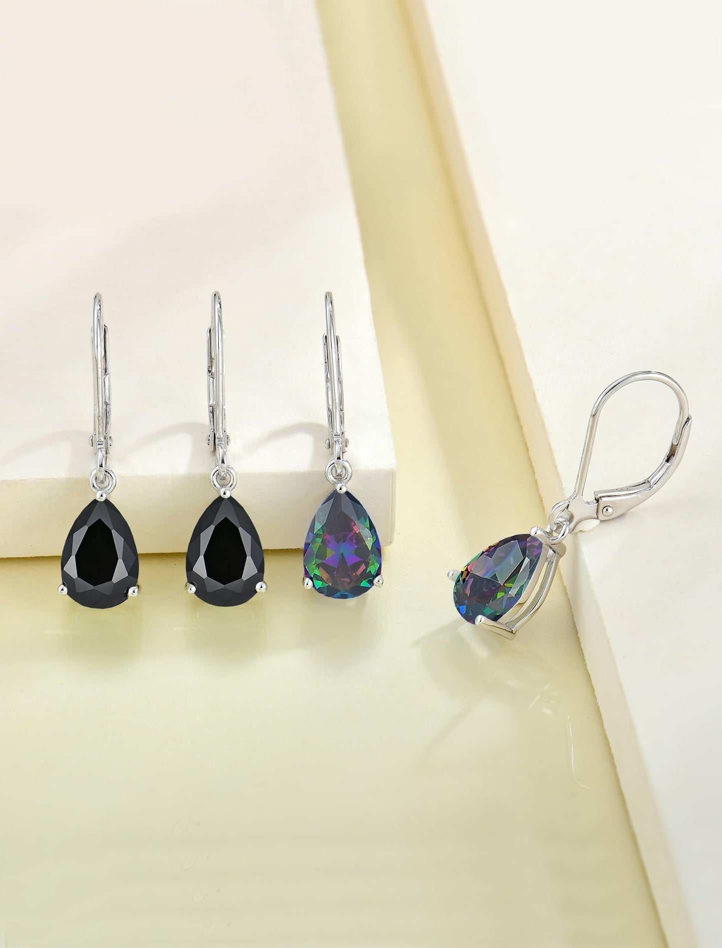 YL 925 Sterling Silver Teardrop Dangle Drop Earrings for Women 7x10 MM Solitaire Created Alexandrite Leverback Jewelry