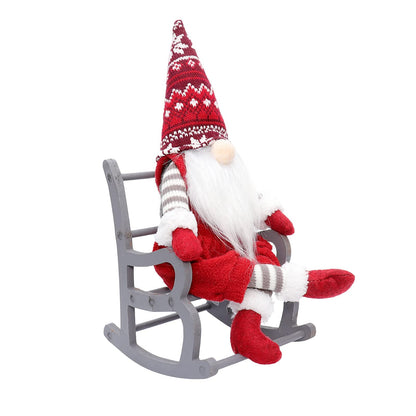 QLEKEY Christmas Gnome Plush with Rocking Chair Handmade Swedish Santa Decor Tomte Decoration Scandinavian Ornaments for Home,Table,Shelf