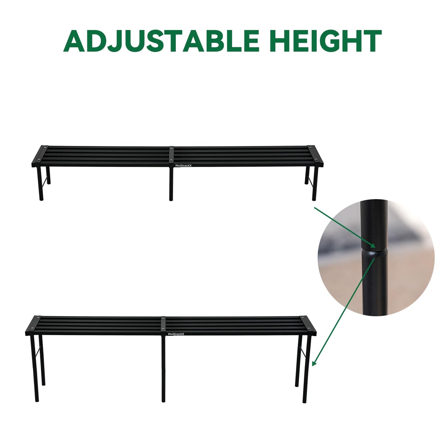 MultirackX Metal Plant Stand, Rust-proof Aluminum Flower Pot Stand, Heavy Duty Planter Display Shelving for Patio Balcony Garden Living Room Decorative (Black, 47.2 Inch)