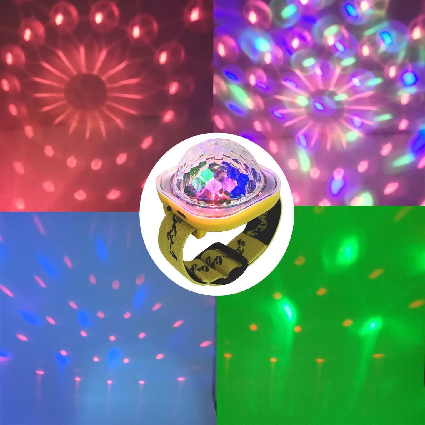 2X Disco Led Bracelet Lights - 5 Modes, Strobe, Atmosphere for Room Decor, Car, Birthday, Wedding, Club, Xmas, Party, Galaxy, Kids, Valentines Day with Wristbands & Suction