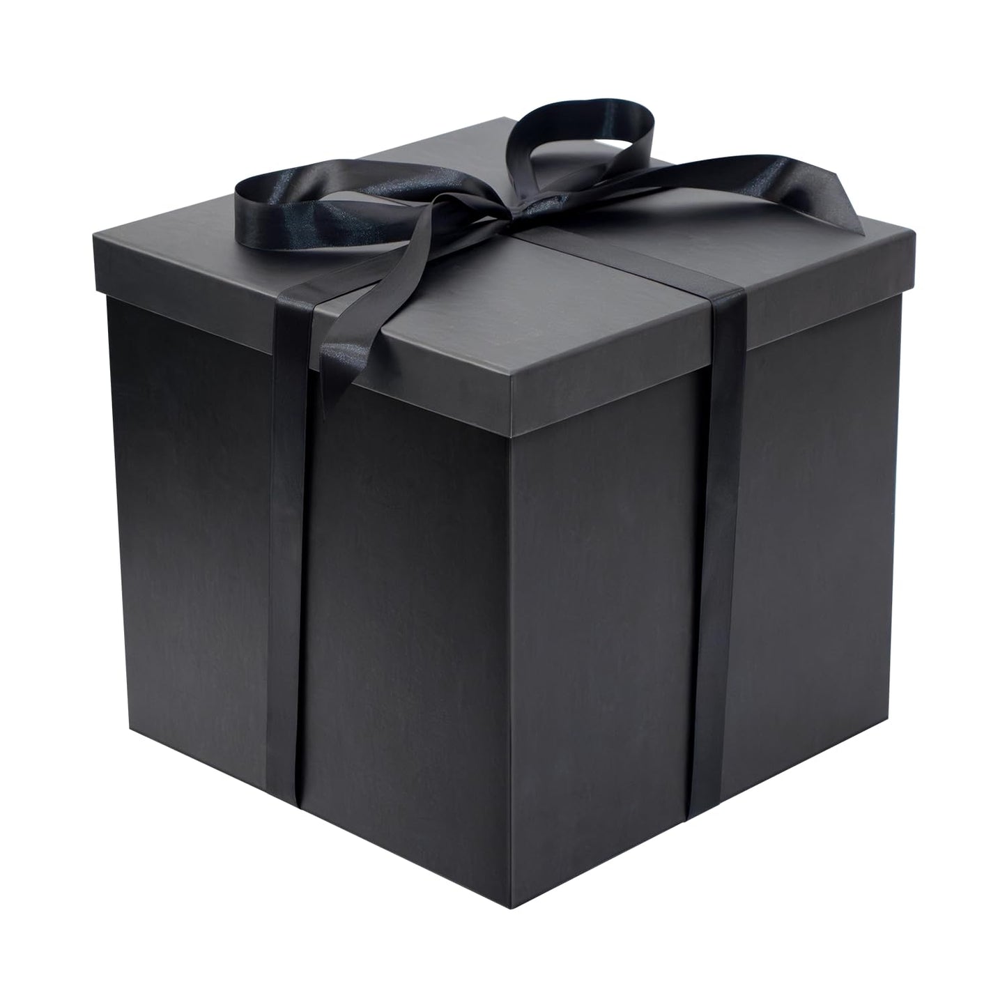 Linelglobal Large Gift Box with Lid for Present Collapsible Gift Box with Filler Paper for Birthday Anniversary Valentine 12x12x10 - Black