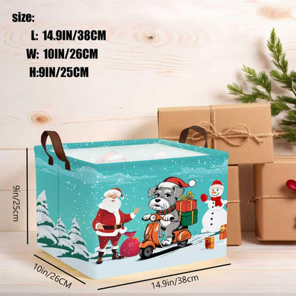 NIETEIN Large Kids Christmas Holiday Gift Empty Baskets Collapsible Families Holiday Storage Bin with Handle (Santa Claus Dog Snowflake)