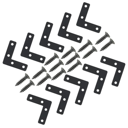 Hordion 10Pcs 2 x 2 Inch L Bracket Corner Brace (50 X 50mm), Iron Flat Corner Bracket Heavy Duty, Metal L Shaped Bracket Support Brace, Right Angle Bracket Repair Plates with Screws