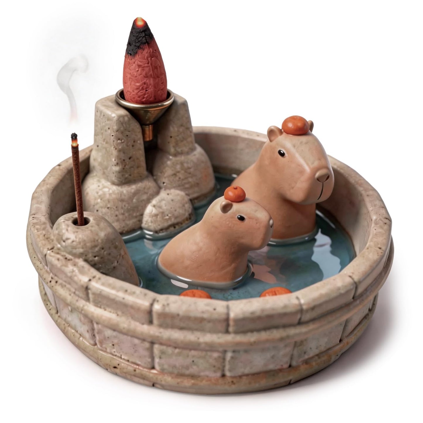Capybara Backflow Incense Burner, Cute Ceramic Backflow Incense Holder,Perfect for Home and Office Settings, Making it an Ideal Choice for Personal use or Gifting.