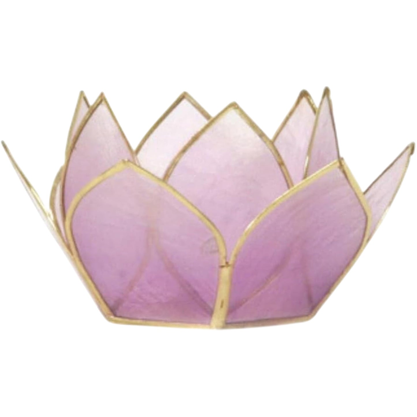 Om Gallery Mini Gemstone Lotus Tealight Holder - Handcrafted Capiz Shell Design for Soft Glow, Elegant Home & Table Decor, Wedding Centerpieces, Votive Candle Styling & Thoughtful Gifting - Amethyst