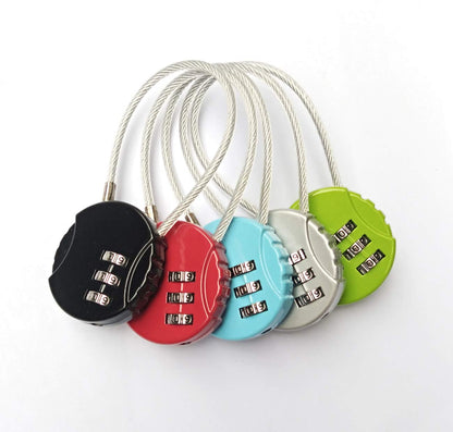 ZPLIUST 3-Digit Cable Luggage Locks Re-settable Combination, Alloy Body Color Locks (Black, Silver, Green, red, Blue (5 Pack))