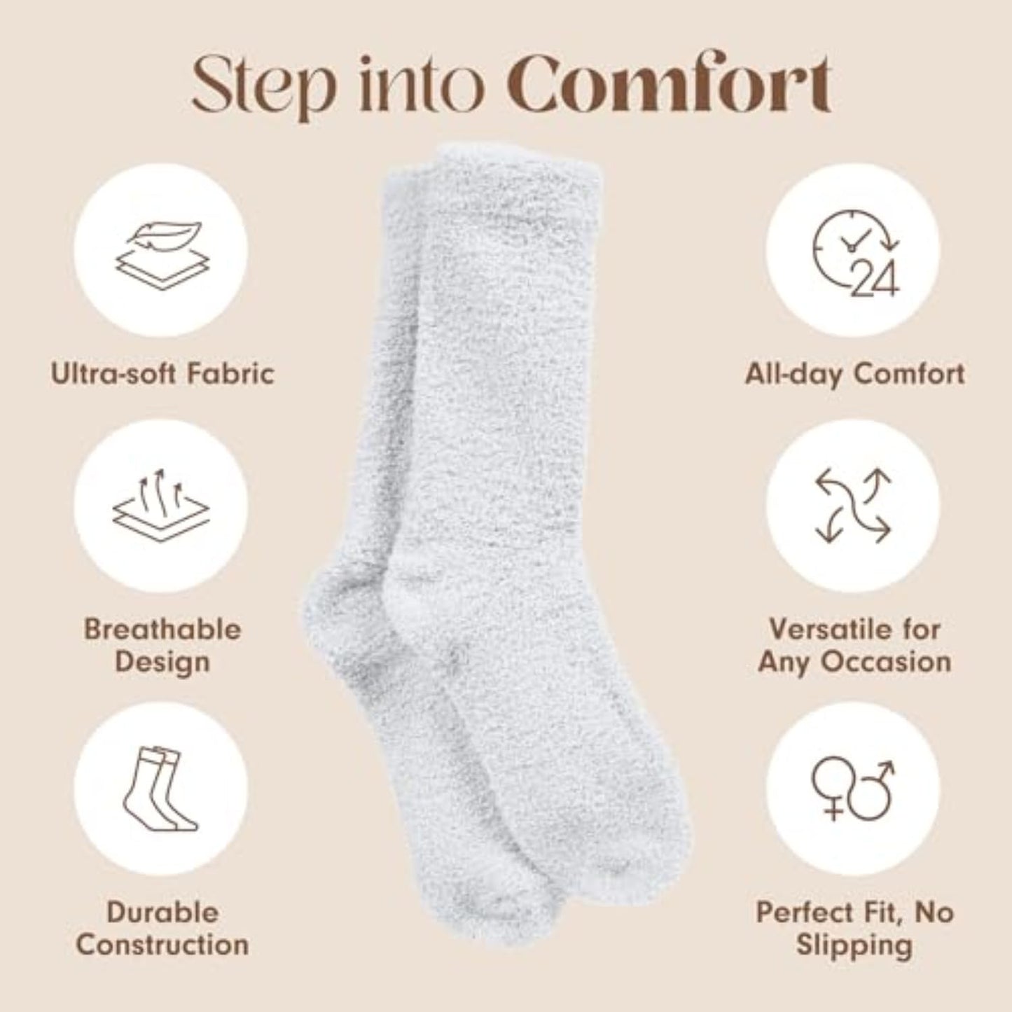 Unboxme Fuzzy Socks for Women & Men - Premium Cloud Socks, Ultra-Soft Warm Sleep Socks, Cozy Fluffy Comfort, 2 Pairs White
