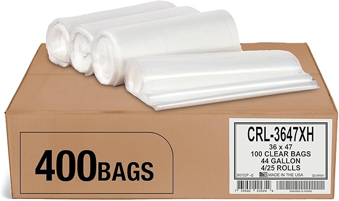 Aluf Plastics 45 Gallon 0.9 MIL Clear Garbage Bags