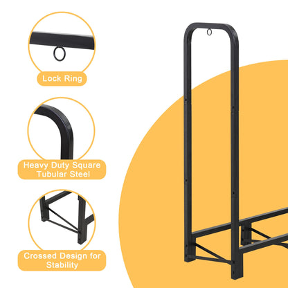 Werph 12FT Firewood Rack Outdoor,Heavy Duty Firewood Storage Rack,Outdoor Firewood Rack with Cover,Wood Rack Log Rack for Outdoor & Indoors, Black