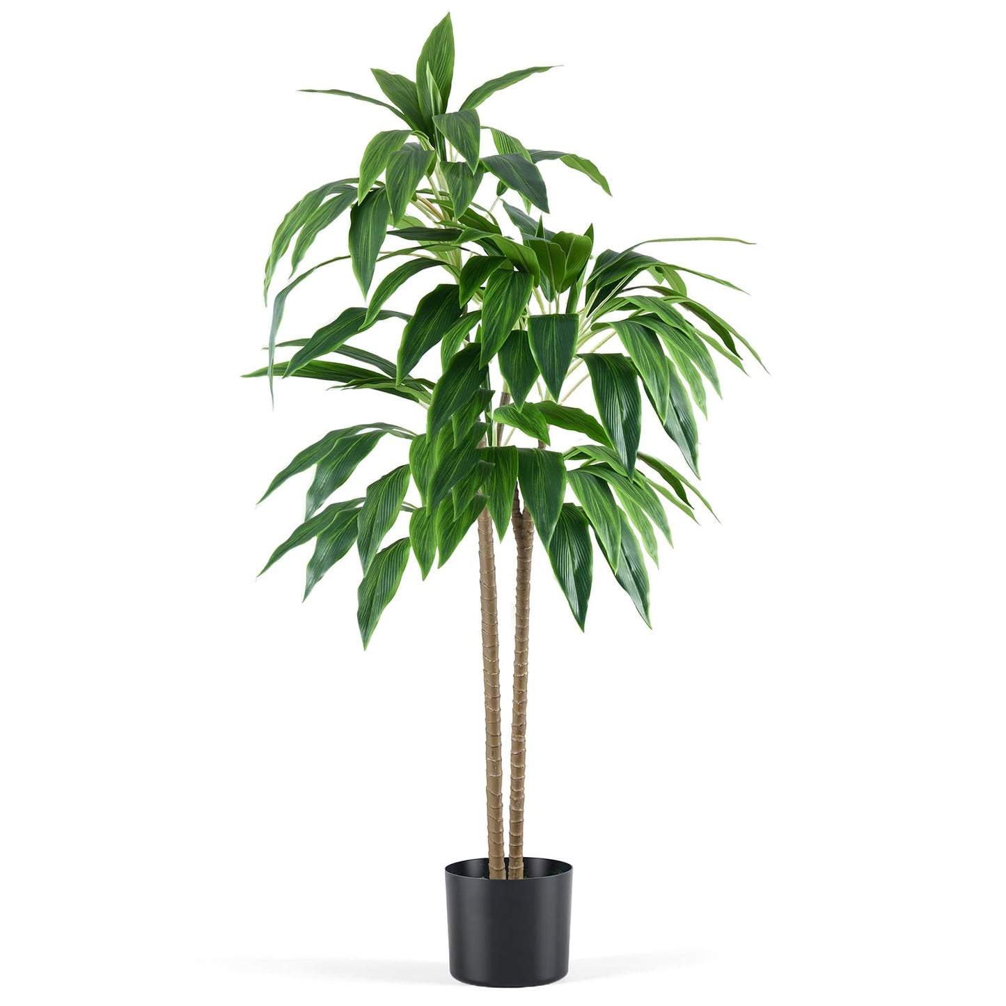 DUMOS 51in Artificial Dracaena Tree, Tall Fake Faux Plants Indoor with Lifelike Leaves Black Planter Pot, Artificial Silk Tree Maintenance Free for Home Office, House, Living Room, Porch Decor