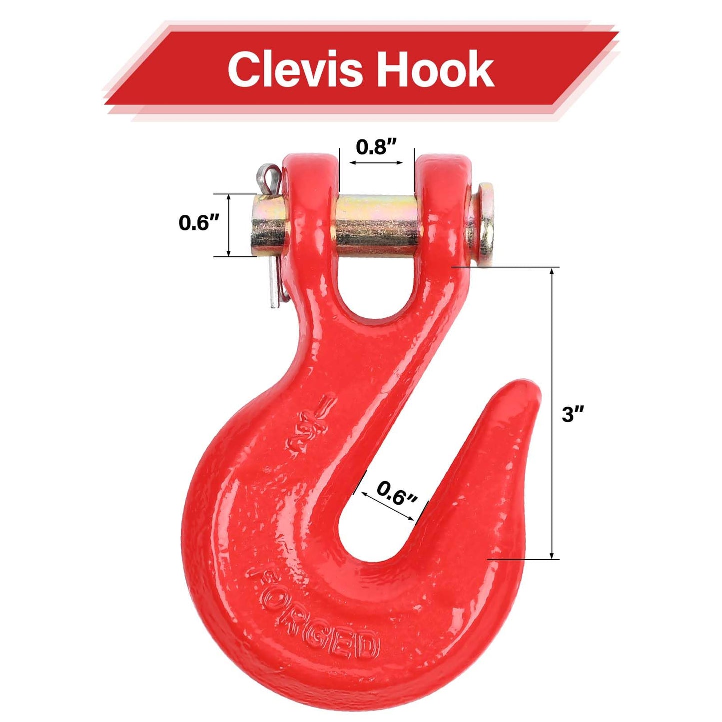 Lechansen 1/2'' G80 Clevis Grab Hook,10 Pack Grade 80 Chain Hooks 1/2 Inch Heavy Duty, 12,000 Lbs Working Load Limit Tow Hooks Transport Chain Hooks for G80 Binder and Chains - Red