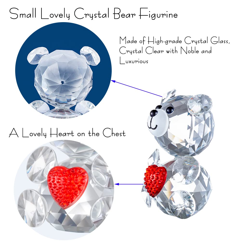 ZRENJHUS Crystal Bear Figurine Collection Pretty Glass Ornament Cute Statue Home Decor Table Animal Collectible Gift