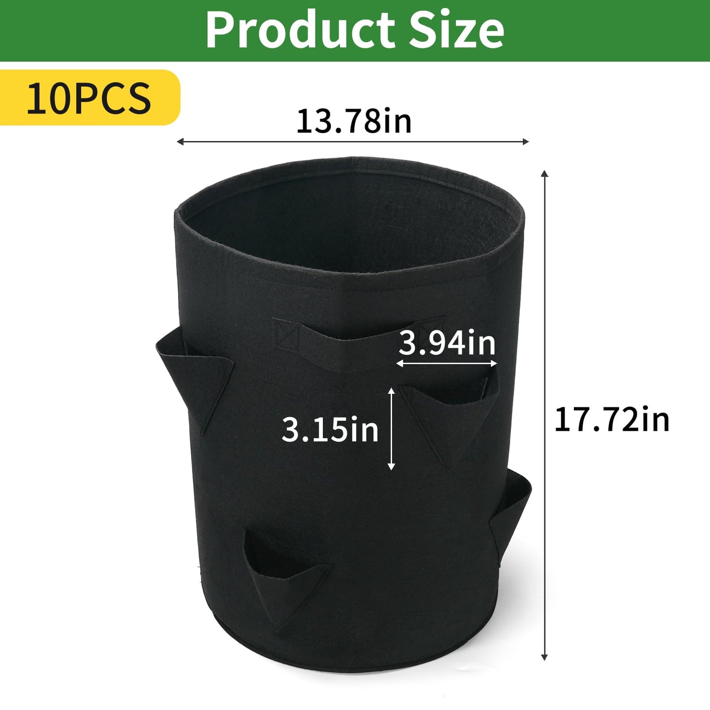 iwreaiy 10 Gallon Strawberry Grow Bags Fabric Plant Pots Gardening Bags for Plant Nursery Bag Tomato Strawberry Vegetable Planting Bag