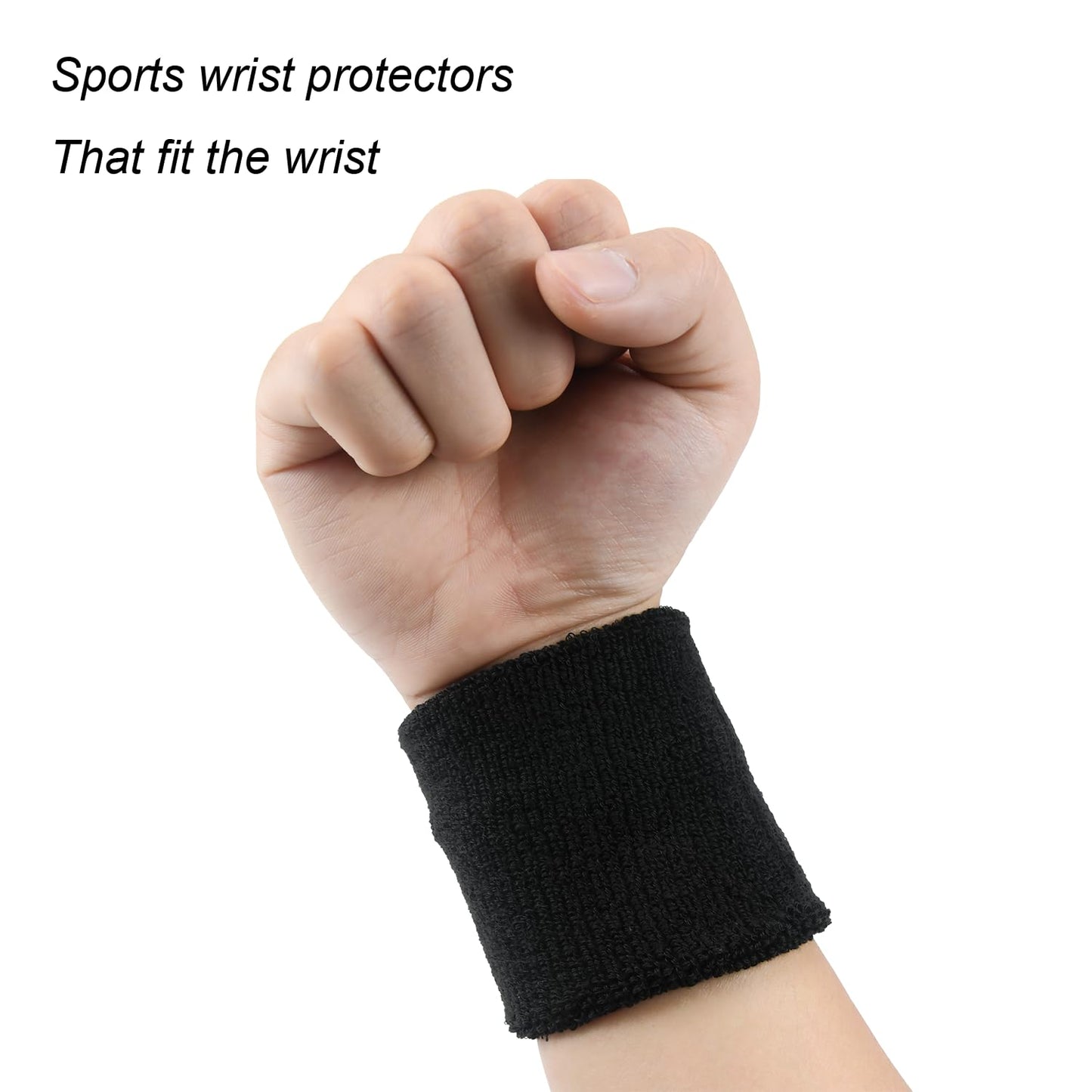 Generic 6 Pack Sweatbands Sports Wristband, Men & Women Wristbands, Breathable Cotton Sweatbands for Working Out, Running Athletic Sports, Basketball, Football, Black