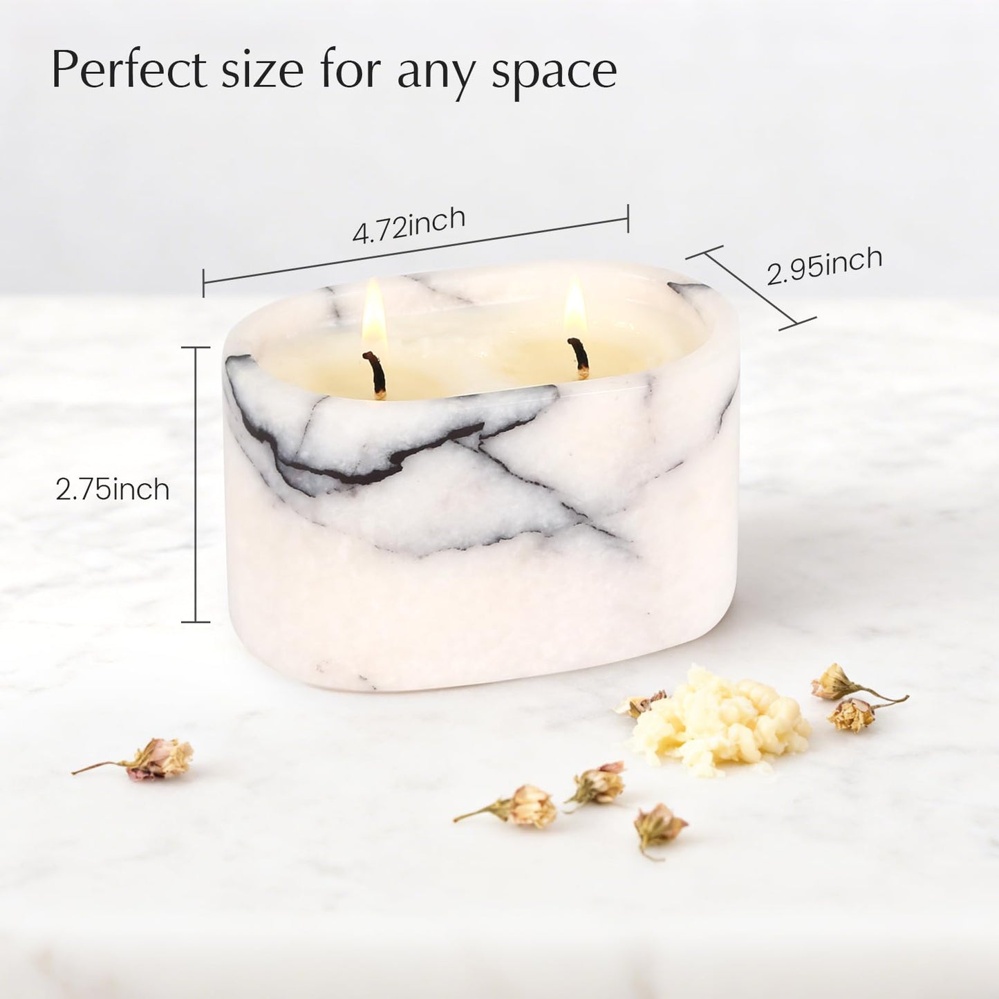 Story of Stone Marble Candle Holder| Votive Candle Holder| Handcrafted Bathtub-Shaped Container | Warm Glow Home Decor |Soy Wax | Non Toxic, 2 Wicks | Reusable Keepsake Jar | Unique Gift