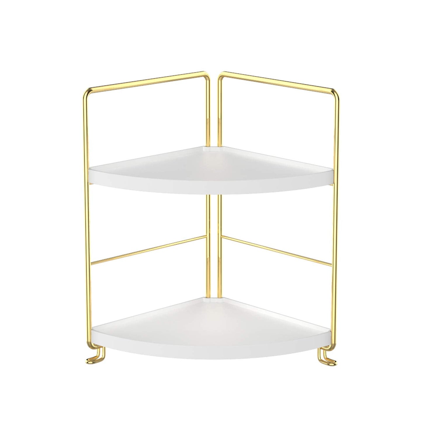 kaileyouxiangongsi 2-Tier Kitchen Spice Rack-Corner Bathroom Shelf- Triangle Standing Storage Rack for Bathroom, Living Room, Bedroom, Kitchen (Golden)