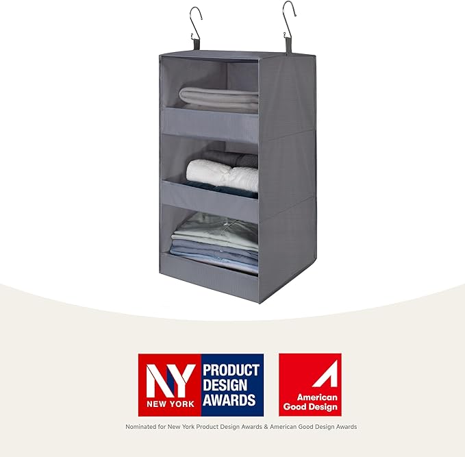 GRANNY SAYS 3-Shelf Hanging Closet Organizer and Storage, Collapsible Hanging