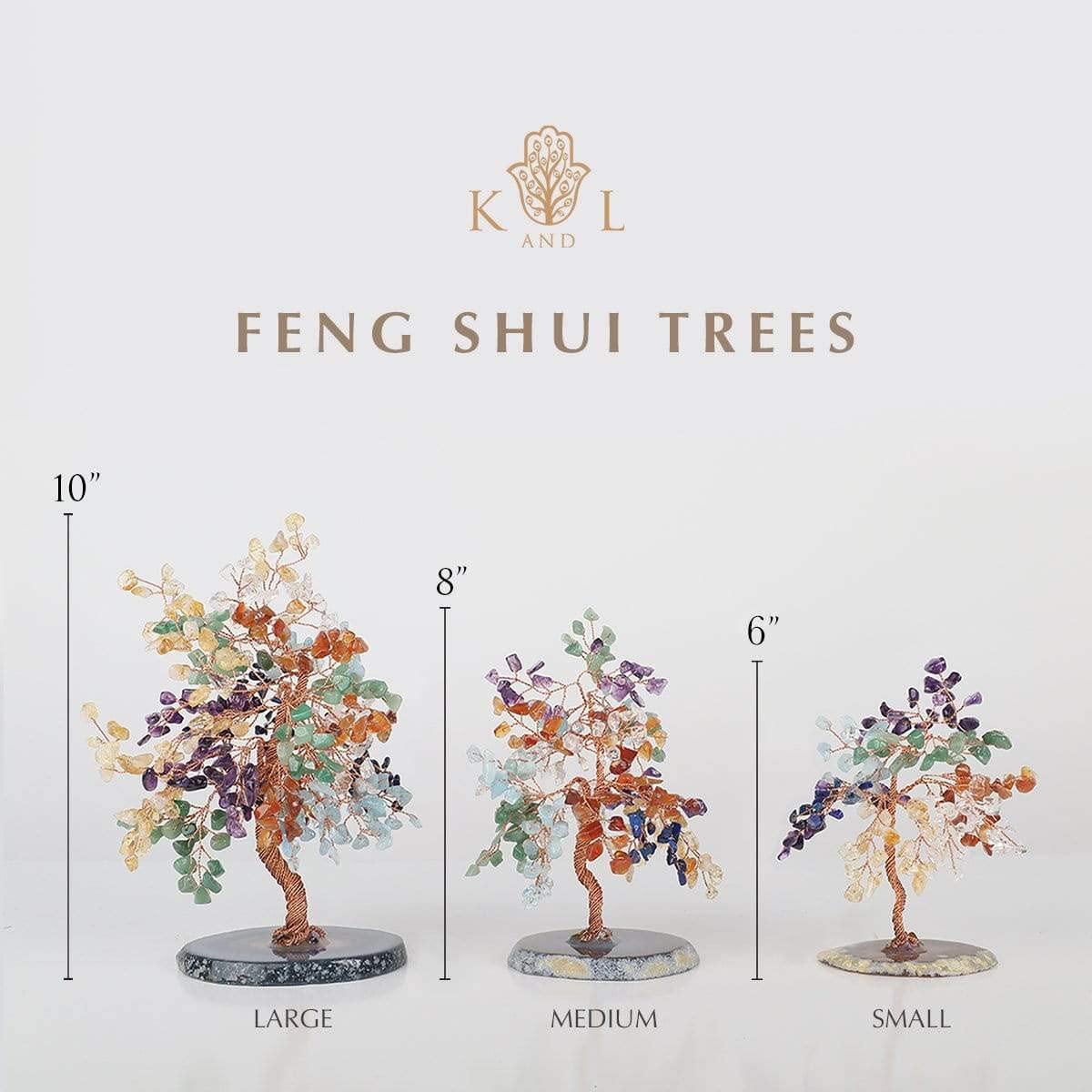 KARMA AND LUCK, Feng Shui Tree of Life Home Decor with Real Aquamarine Stone Wrapped with Copper Wire on Fluorite Quartz Base, Made in Bali, Medium 8 (Aquamarine)