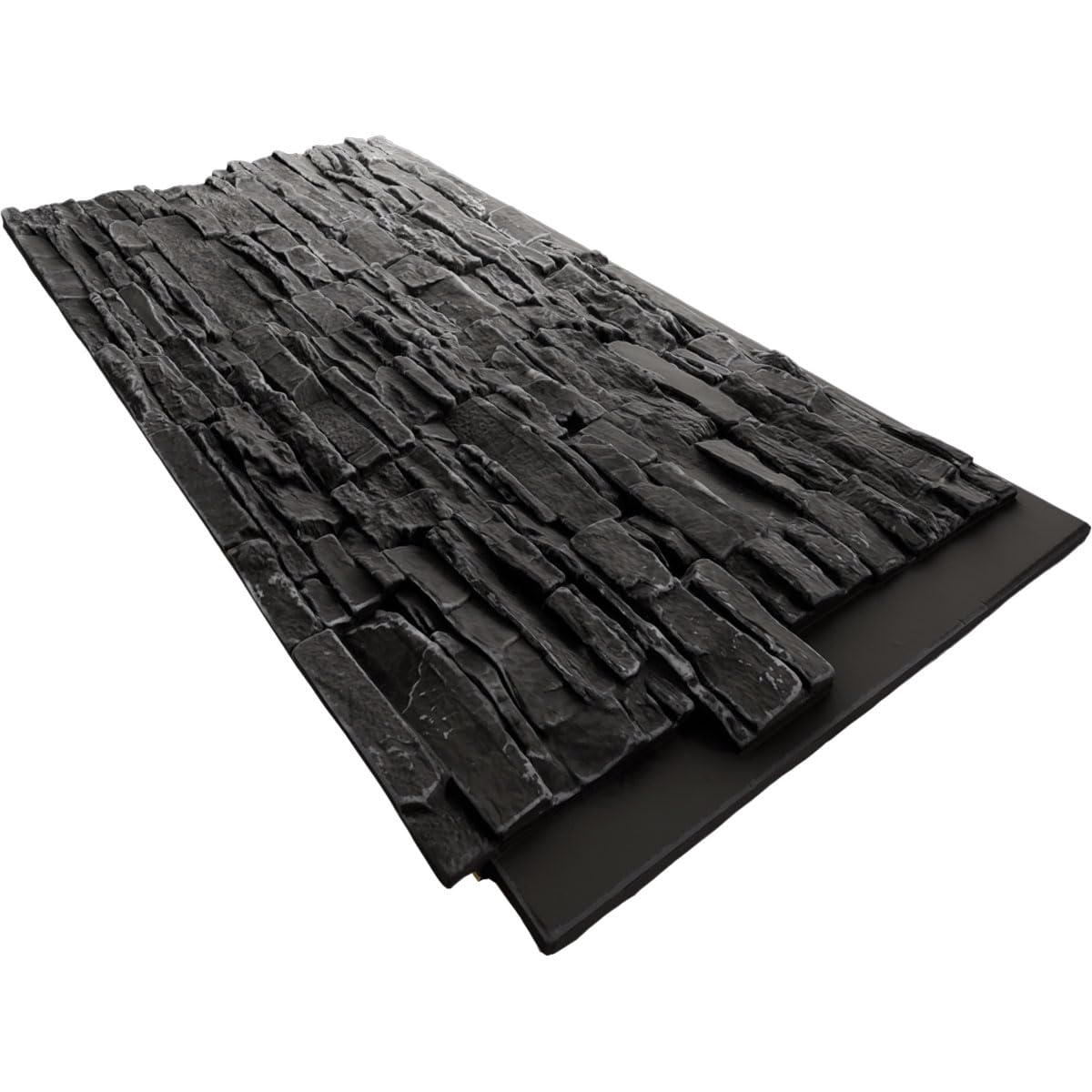 EverStone Canyon Ridge Faux Stone Panel, 45 3/4"W x 24 1/2"H x 1 1/4"D, Graphite Color