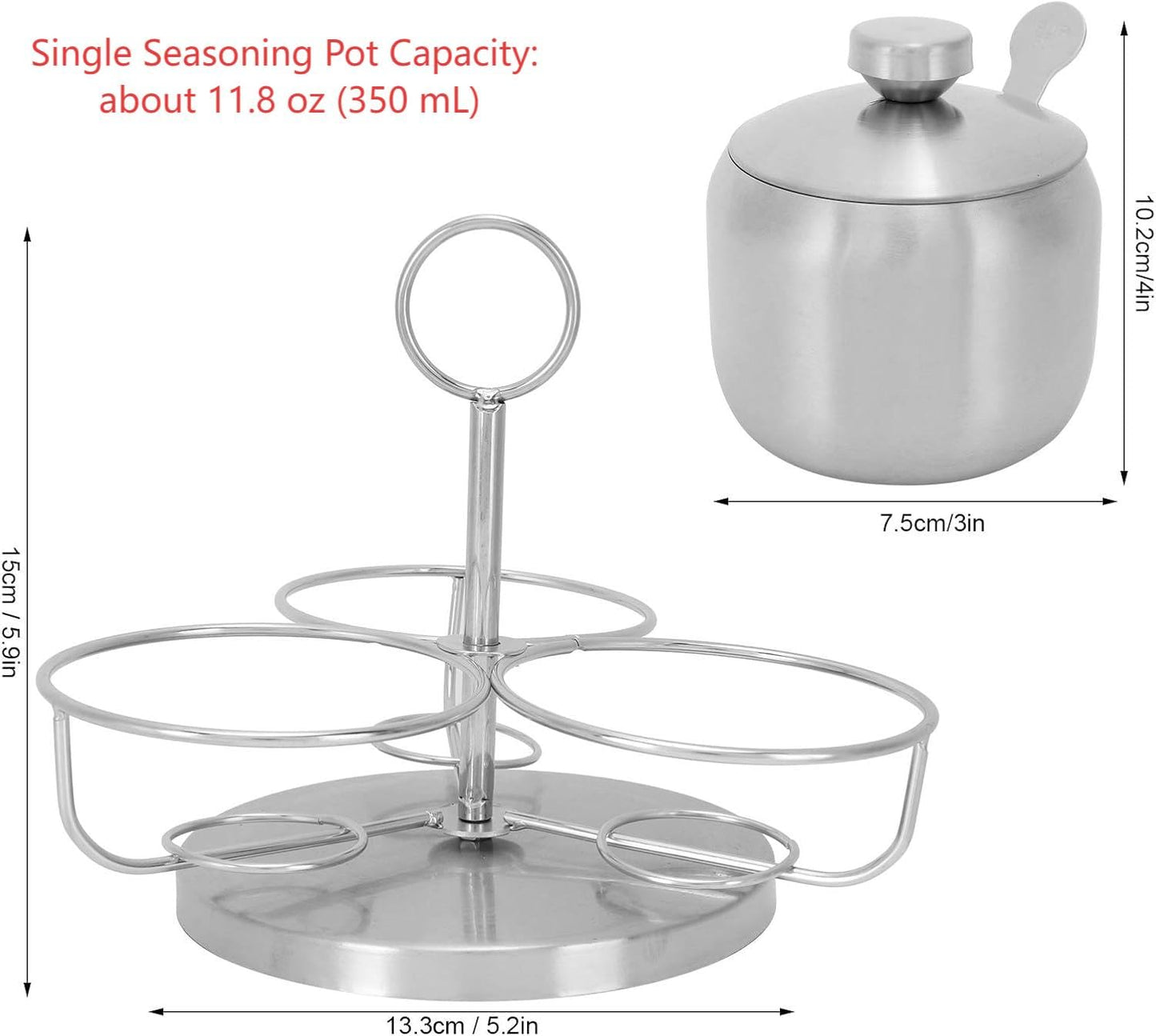 MOUMOUTEN Stainless Steel Sugar Bowl, 10Pack Seasoning Jar Spice Container, Rotating Condiment Spice Salt Sugar Jar Spice Rack Set with Lid Spoon