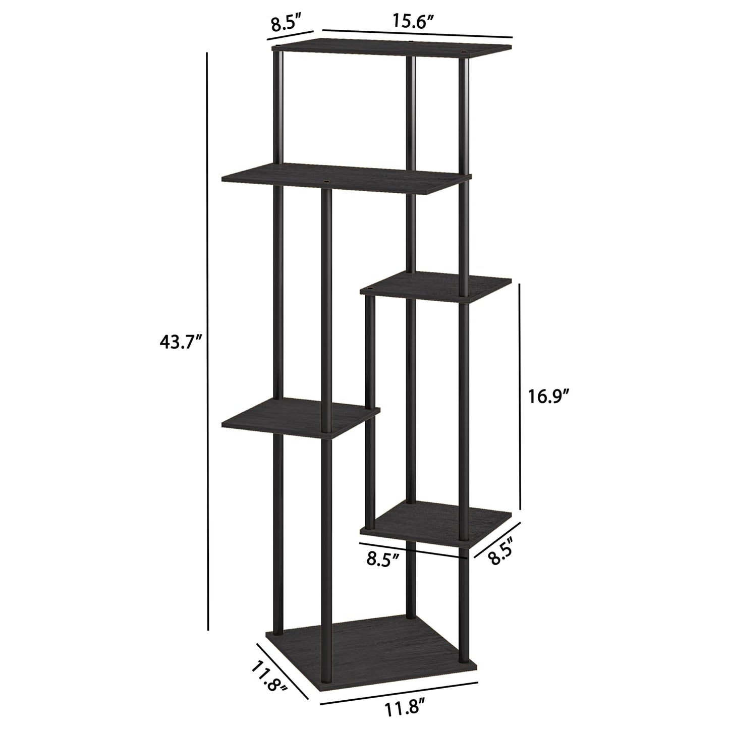 HAYOFAMY 6 Tier Plant Stand Indoor, Tall Plant Shelf Metal Wood Multiple, Flower Pot Holder for Living Room Office Balcony Patio, Black