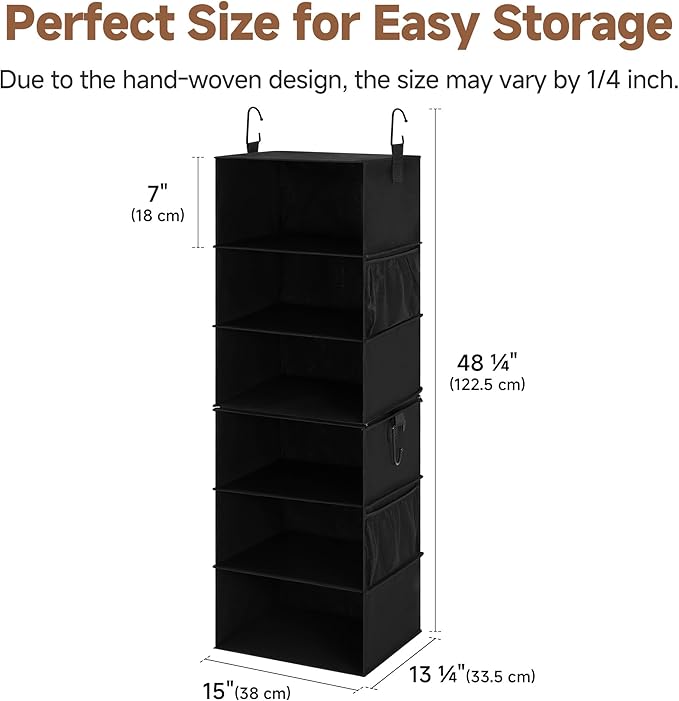 StorageWorks Hanging Closet Organizer 6-Shelf, Jumbo Separable Two 3 Shelf