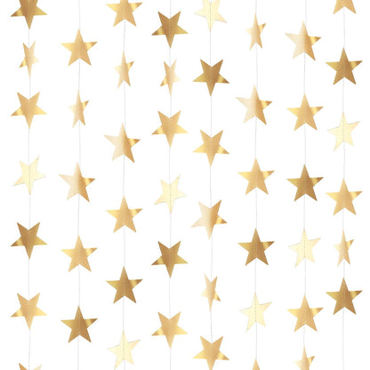 Patelai Glitter Star Garland Banner 2026 Graduation Decor 130 Feet Star Hanging Banner Twinkle Backdrop for Party Birthday Classroom Wedding Supplies(Champagne Gold)