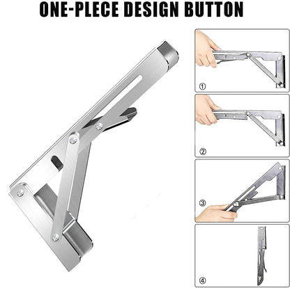Folding Shelf Brackets - 24 Inch 2 Pcs Heavy Duty Metal Collapsible Triangle Shelf Bracket, DIY Wall Mounted Shelf Bracket, Space Saving for Bench Table